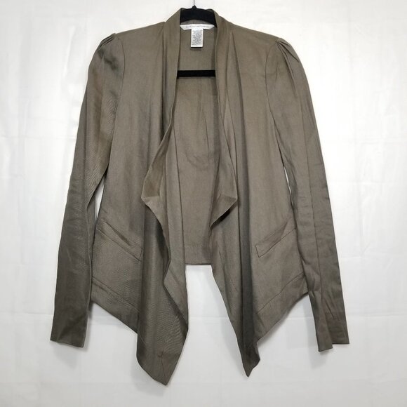 Diane Von Furstenberg Jackets & Blazers - DVF Diane Von Furstenberg Blynn asymmetrical blazer olive brown sz 2 linen blend